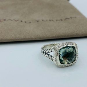 David Yurman 11mm Prasiolite Albion Ring Size 7